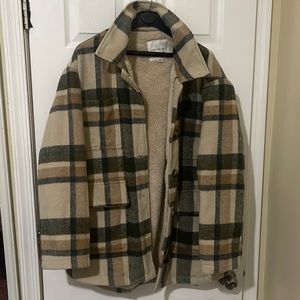 AE Sherpa Lined Plaid Shacket